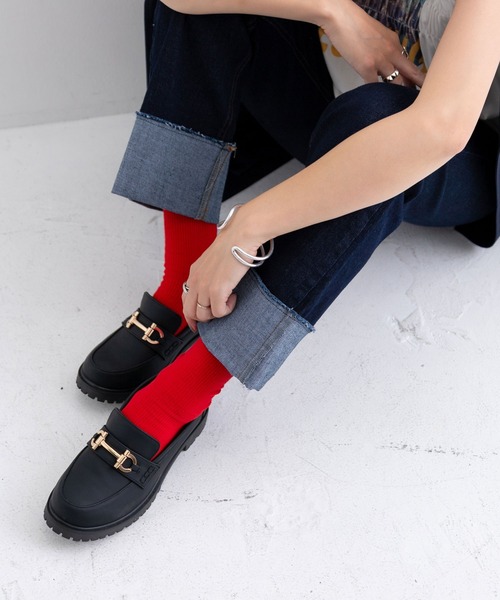 bohmal（ボマール）の「推し活カラーリブソックス（ソックス/靴下・レディース・ブルー/オレンジ/オフホワイト/イエロー/レッド/ブラック/ピンク/ライム・FREE）」の13枚目の写真