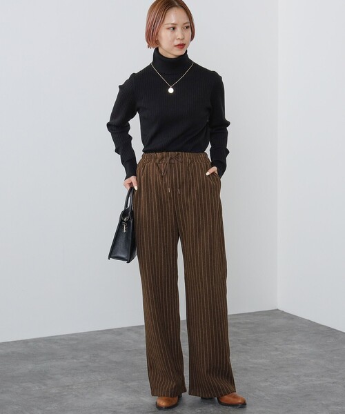 BEAMS HEART(ビームスハート)の「BEAMS HEART / ストライプ イージーパンツ(その他パンツ・レディース・ブラック/ブラウン/グレー・FREE)」の8枚目の写真