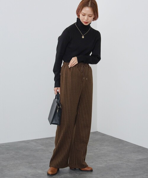 BEAMS HEART(ビームスハート)の「BEAMS HEART / ストライプ イージーパンツ(その他パンツ・レディース・ブラック/ブラウン/グレー・FREE)」の9枚目の写真