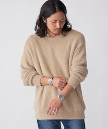 【WEB限定】SHIPS: フェザー ヤーン クルーネック ニット (セーター)