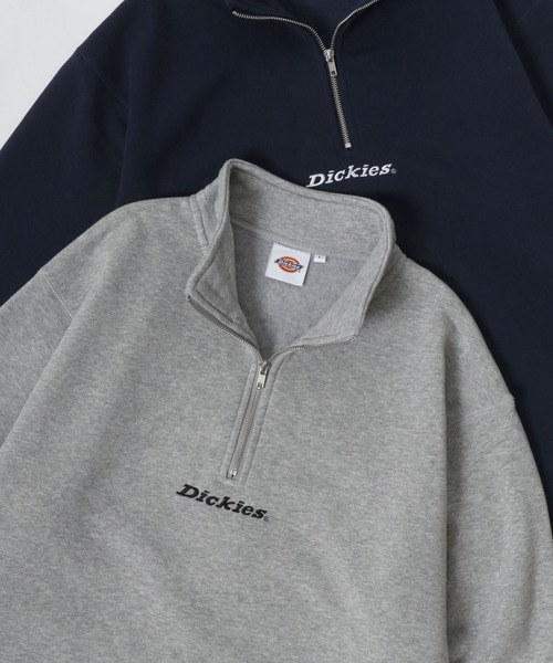 Dickies(ディッキーズ)の「Dickies/ディッキーズ 別注 オーバーサイズ 裏起毛 ロゴ ワンポイント刺繍 ハーフジップ スウェット トレーナー/長袖 トップス プルオーバー/レディース メンズ(スウェット・メンズ・ブラック/ネイビー/ダークグリーン/ホワイト/アッシュグレー/グレー・M/XL/L)」の5枚目の写真