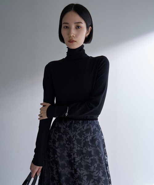 新色追加/抗菌防臭】コットンカシミヤ タートルネックカットソー