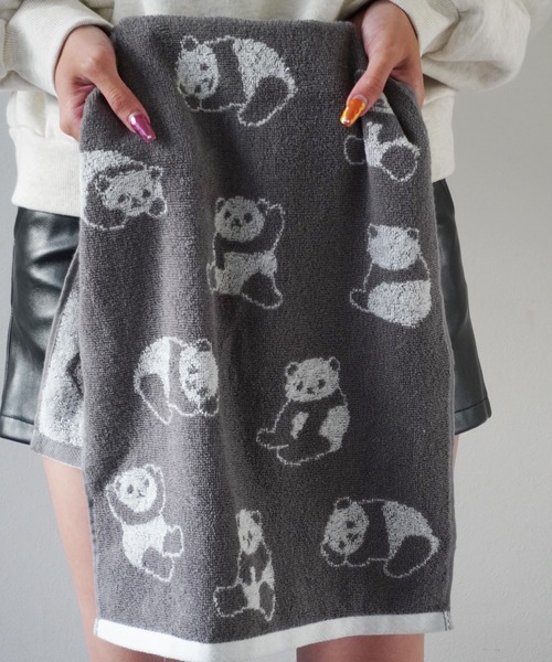 Port（ポート）の「【 Port / ポート 】 パンダ ジャガード フェイスタオル（タオル・レディース・ブラック/ホワイト/ブルー/ホワイト系その他/ピンク・FREE）」の12枚目の写真