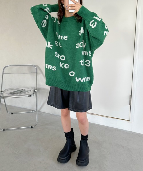 CLEA(クレア)の「ロゴジャガードオーバーサイズニットプルオーバー(ニット/セーター・レディース・グリーン/ベージュ・FREE)」の20枚目の写真