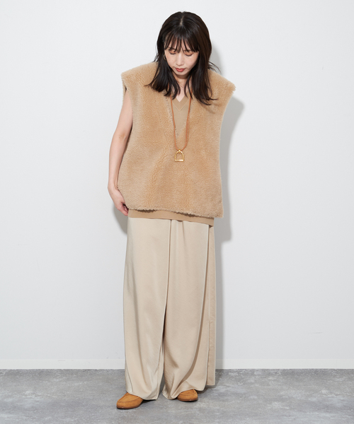 【2023AW】【R’IAM】 フェイクムートン Vest ファー ボアベスト Plage - 【2023AW】【R'IAM】 フェイクムートン Vest ファー