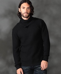 【WEB限定】バスケット柄アフガンネックニット