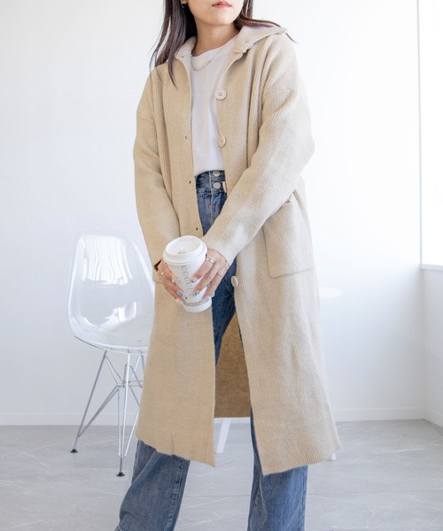 ハイネックロングカーディガン（カーディガン/ボレロ）｜aimoha（アイモハ）