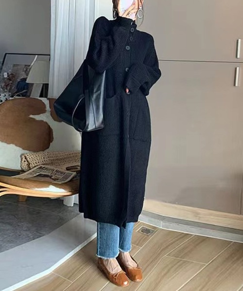 ハイネックロングカーディガン（カーディガン/ボレロ）｜aimoha