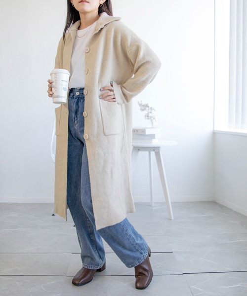 aimoha(アイモハ)の「ハイネックロングカーディガン(カーディガン/ボレロ・レディース・ブラック/グレー/ベージュ/チョコ/ネイビー・FREE)」の22枚目の写真