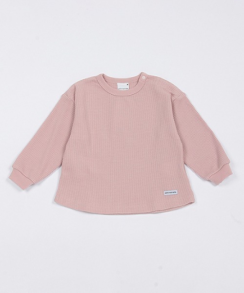 petit main(プティマイン)の「【& Re】ワッフルロンT(Tシャツ/カットソー・キッズ・ライトグリーン/ブルー/ネイビー/モカ/アイボリー/ライトピンク・130cm/90cm/110cm/120cm/100cm/80cm)」の6枚目の写真