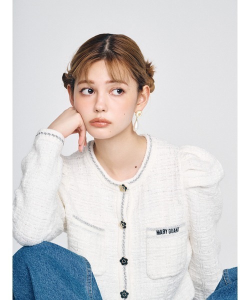 LILY BROWN(リリーブラウン)の「【LILY BROWN×MARY QUANT】デイジーパールドロップピアス(ピアス(両耳用)・レディース・ホワイト/グリーン/ブラック・FREE)」の4枚目の写真