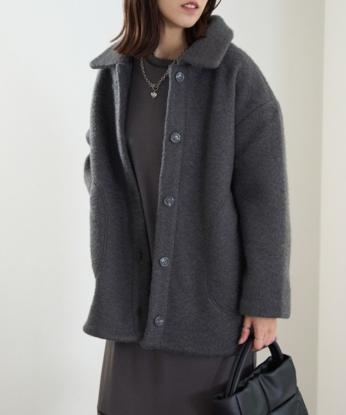 TRIANGLE PALETTE（トライアングルパレット）の「シープボアブルゾン（ブルゾン・レディース・アイボリー/モカ/ライトベージュ/ダークグレー・FREE）」の3枚目の写真