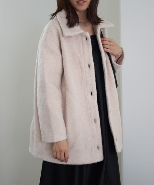 TRIANGLE PALETTE（トライアングルパレット）の「シープボアブルゾン（ブルゾン・レディース・アイボリー/モカ/ライトベージュ/ダークグレー・FREE）」の6枚目の写真