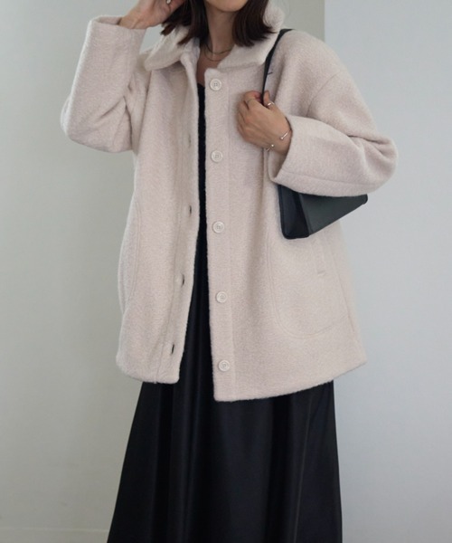 TRIANGLE PALETTE（トライアングルパレット）の「シープボアブルゾン（ブルゾン・レディース・アイボリー/モカ/ライトベージュ/ダークグレー・FREE）」の12枚目の写真