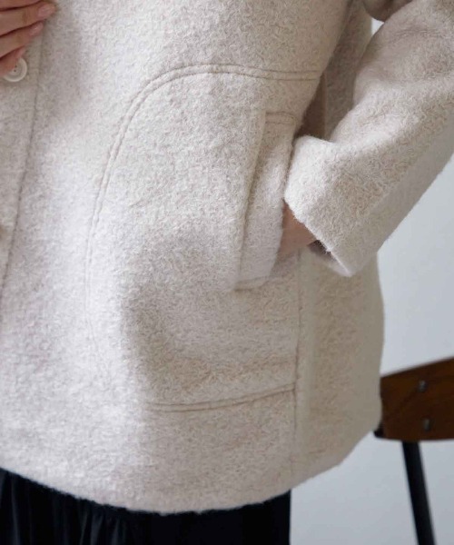 TRIANGLE PALETTE（トライアングルパレット）の「シープボアブルゾン（ブルゾン・レディース・アイボリー/モカ/ライトベージュ/ダークグレー・FREE）」の14枚目の写真