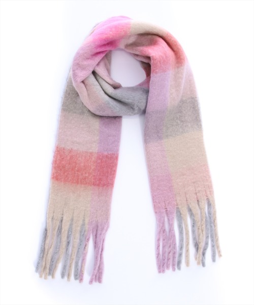 clear（クリア）の「チェック柄ボリュームマフラー（ストール/ショール・レディース・ブラウン/ピンク/マルチ・F）」の3枚目の写真