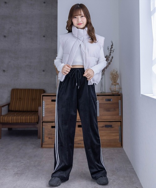 clear（クリア）の「ベロアワイドトラックパンツ[低身長用サイズ有]（その他パンツ・レディース・ブラック/ピンク/グレー/カーキ・F/XS）」の20枚目の写真