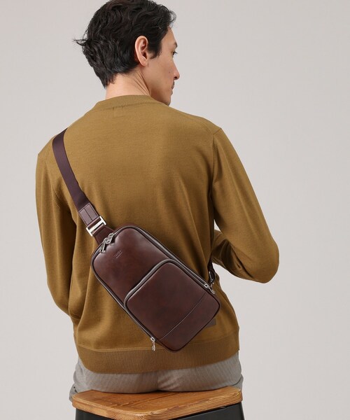 TAKEO KIKUCHI（タケオキクチ）の「◆【上品な風合い】マーブルレザー　ワンショルダーバッグ（ボディバッグ/ウエストポーチ・メンズ・ブラック/キャメル/ダークブラウン・00）」の12枚目の写真