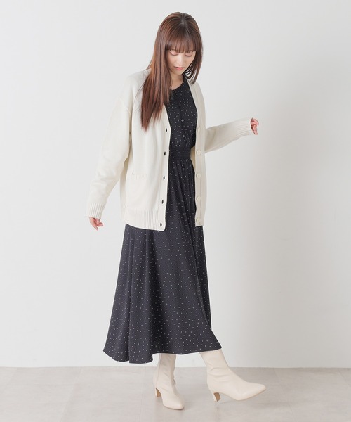 Honeys(ハニーズ)の「Vネックカーディガン(カーディガン/ボレロ・レディース・杢グレー/ブラック/ベージュ/アイボリー/ネイビー・L/M/LL/S)」の8枚目の写真