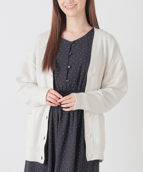 Honeys(ハニーズ)の「Vネックカーディガン(カーディガン/ボレロ・レディース・杢グレー/ブラック/ベージュ/アイボリー/ネイビー・L/M/LL/S)」の9枚目の写真