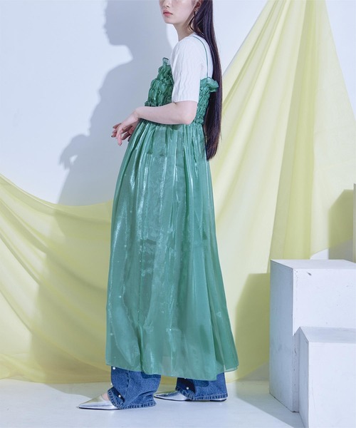 miette（ミエット）の「シャイニーシアーキャミソールワンピース（ワンピース・レディース・ブラック/シルバー/ブルーグリーン・FREE）」の7枚目の写真