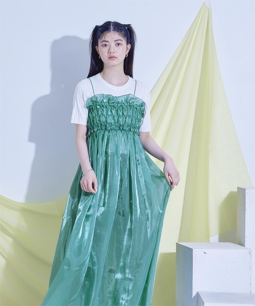 miette（ミエット）の「シャイニーシアーキャミソールワンピース（ワンピース・レディース・ブラック/シルバー/ブルーグリーン・FREE）」の8枚目の写真