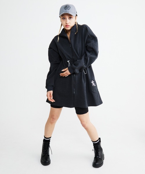 福寿外貌(フクジュガイボウ)の「【福寿外貌】2WAY 裏起毛 トラックジャージワンピース ジップアップ トラックジャージ(ワンピース・レディース・ネイビー/チャコールグレー・フリー)」の8枚目の写真
