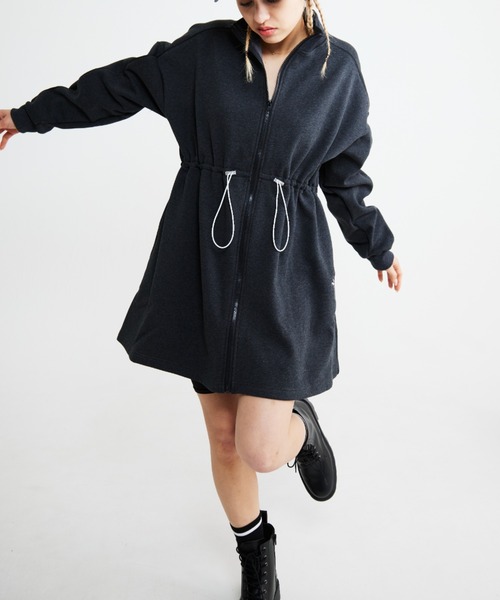 福寿外貌(フクジュガイボウ)の「【福寿外貌】2WAY 裏起毛 トラックジャージワンピース ジップアップ トラックジャージ(ワンピース・レディース・ネイビー/チャコールグレー・フリー)」の10枚目の写真
