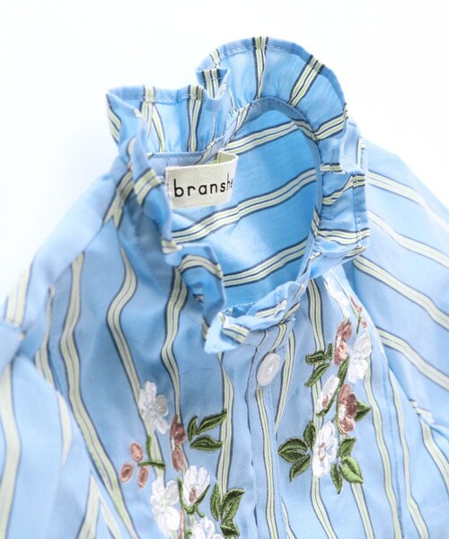 BRANSHES(ブランシェス)の「【お揃い】ストライプ刺繍ワンピース(ワンピース・キッズ・ブルー/サーモンピンク・130/110/100/90/140/120/150)」の6枚目の写真