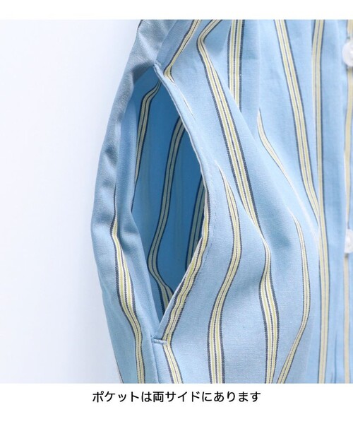 BRANSHES(ブランシェス)の「【お揃い】ストライプ刺繍ワンピース(ワンピース・キッズ・ブルー/サーモンピンク・130/110/100/90/140/120/150)」の10枚目の写真