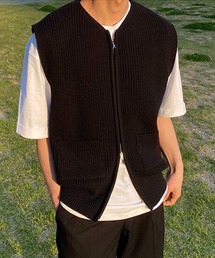 Ressaca | ダブルジップアップニットセーター ノースリーブベスト(ベスト)