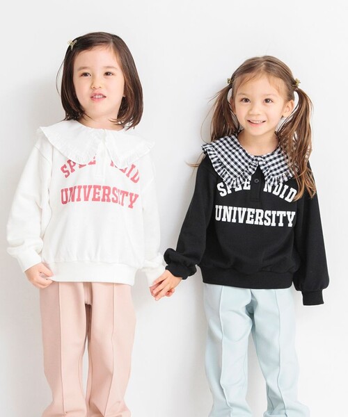 BRANSHES（ブランシェス）の「ビッグ衿トレーナー（スウェット・キッズ・ブラック/オフホワイト・140/150/90/100/110/120/130）」の7枚目の写真