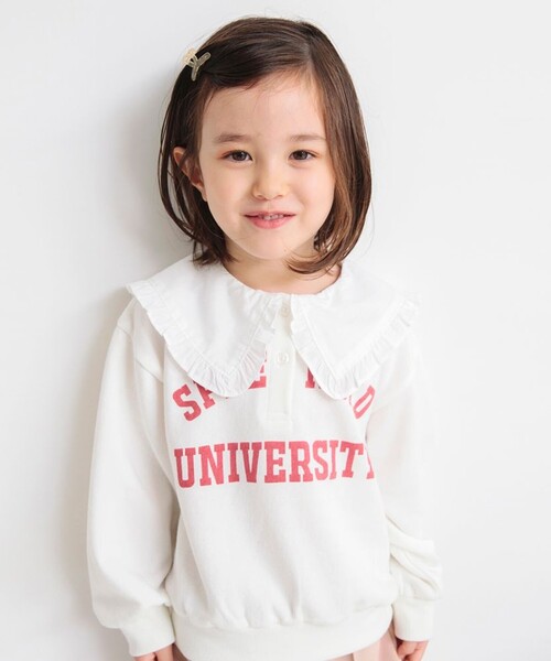 BRANSHES（ブランシェス）の「ビッグ衿トレーナー（スウェット・キッズ・ブラック/オフホワイト・140/150/90/100/110/120/130）」の14枚目の写真