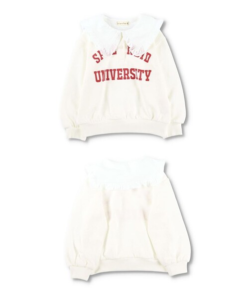 BRANSHES（ブランシェス）の「ビッグ衿トレーナー（スウェット・キッズ・ブラック/オフホワイト・140/150/90/100/110/120/130）」の16枚目の写真