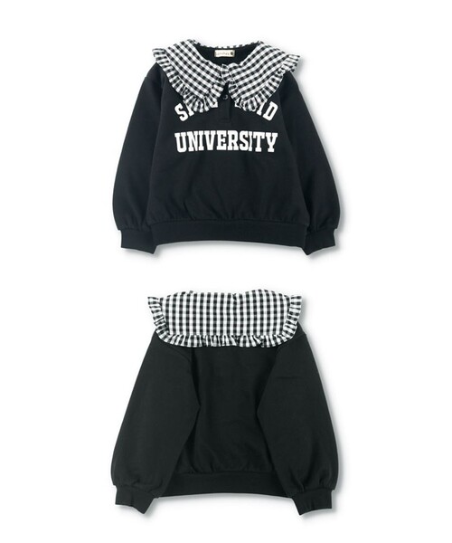 BRANSHES（ブランシェス）の「ビッグ衿トレーナー（スウェット・キッズ・ブラック/オフホワイト・140/150/90/100/110/120/130）」の19枚目の写真