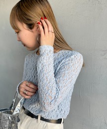 [Jeans Factory Clothes/ジーンズファクトリークローズ] レース柄 クルーネックシアーTシャツ