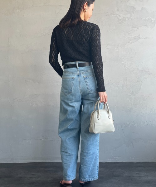 JEANS FACTORY Clothes（ジーンズファクトリークローズ）の「[Jeans Factory Clothes/ジーンズファクトリークローズ] レース柄 クルーネックシアーTシャツ（Tシャツ/カットソー・レディース・イエロー/オフホワイト/ブラック/サックスブルー・F）」の16枚目の写真