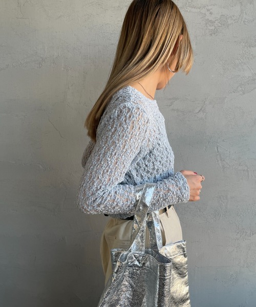 JEANS FACTORY Clothes（ジーンズファクトリークローズ）の「[Jeans Factory Clothes/ジーンズファクトリークローズ] レース柄 クルーネックシアーTシャツ（Tシャツ/カットソー・レディース・イエロー/オフホワイト/ブラック/サックスブルー・F）」の20枚目の写真