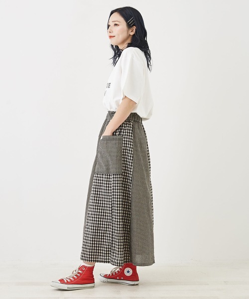 CUBE SUGAR（キューブシュガー）の「ハードウォッシュロゴプリントTシャツ（Tシャツ/カットソー・レディース・ホワイト/マルチ/ネイビー/オレンジ/ベージュ・M）」の8枚目の写真