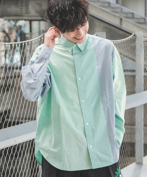 RAGEBLUE（レイジブルー）の「【THE FOX】マルチパターンロゴワッペンルーズシャツ（シャツ/ブラウス・メンズ・ベージュ/グリーン/ブルー・MEDIUM/LARGE）」の3枚目の写真