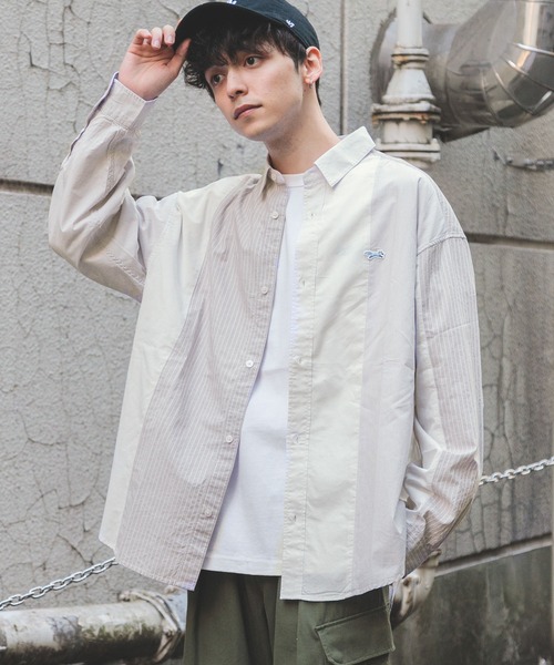 RAGEBLUE（レイジブルー）の「【THE FOX】マルチパターンロゴワッペンルーズシャツ（シャツ/ブラウス・メンズ・ベージュ/グリーン/ブルー・MEDIUM/LARGE）」の11枚目の写真