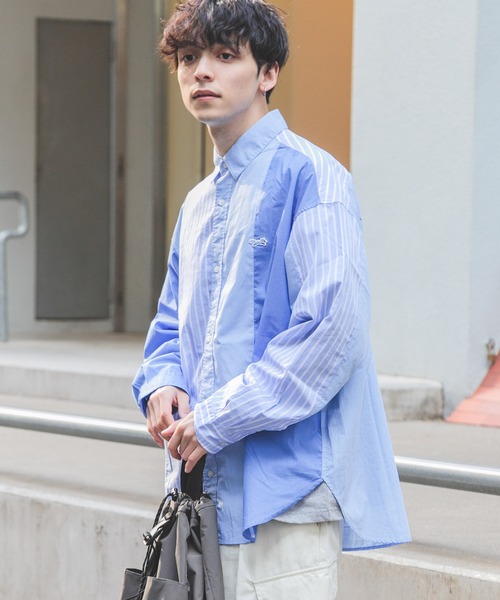 RAGEBLUE（レイジブルー）の「【THE FOX】マルチパターンロゴワッペンルーズシャツ（シャツ/ブラウス・メンズ・ベージュ/グリーン/ブルー・MEDIUM/LARGE）」の5枚目の写真