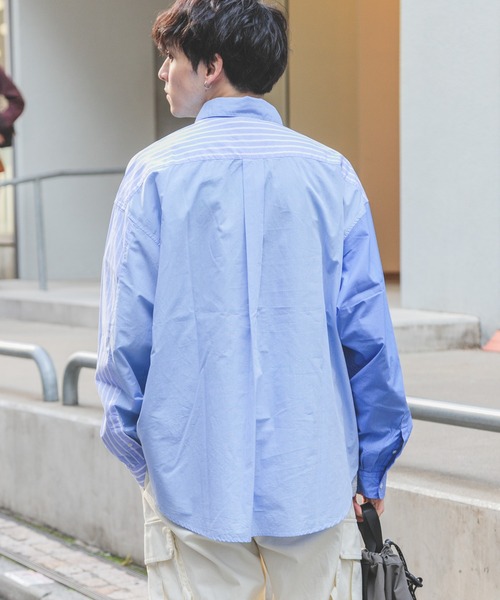 RAGEBLUE（レイジブルー）の「【THE FOX】マルチパターンロゴワッペンルーズシャツ（シャツ/ブラウス・メンズ・ベージュ/グリーン/ブルー・MEDIUM/LARGE）」の4枚目の写真