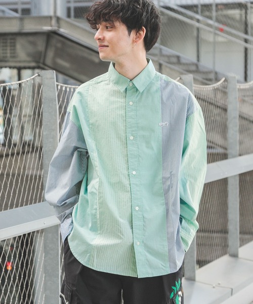 RAGEBLUE（レイジブルー）の「【THE FOX】マルチパターンロゴワッペンルーズシャツ（シャツ/ブラウス・メンズ・ベージュ/グリーン/ブルー・MEDIUM/LARGE）」の9枚目の写真