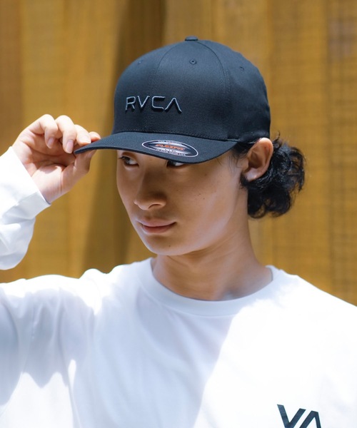 RVCAルーカUS限定ロゴアイコン刺繍フレックスフィットツイルキャップ帽子１点物 RVCAルーカUS限定ロゴアイコン刺繍フレックスフィットツイル