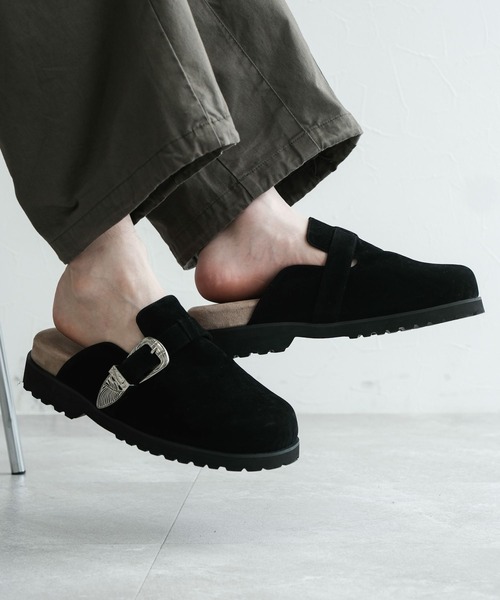 RAGEBLUE（レイジブルー）の「ウエスタンメタルベルトモックサンダル/シンセティックレザーモックサンダル（サンダル・メンズ・ベージュ/ブラック/ブラック系その他・LARGE/MEDIUM）」の2枚目の写真