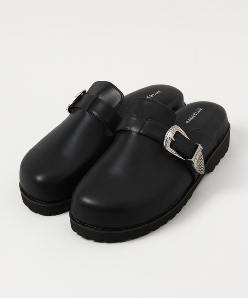 RAGEBLUE（レイジブルー）の「ウエスタンメタルベルトモックサンダル/シンセティックレザーモックサンダル（サンダル・メンズ・ベージュ/ブラック/ブラック系その他・LARGE/MEDIUM）」の8枚目の写真