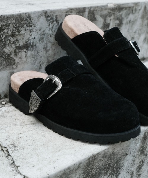 RAGEBLUE（レイジブルー）の「ウエスタンメタルベルトモックサンダル/シンセティックレザーモックサンダル（サンダル・メンズ・ベージュ/ブラック/ブラック系その他・LARGE/MEDIUM）」の4枚目の写真