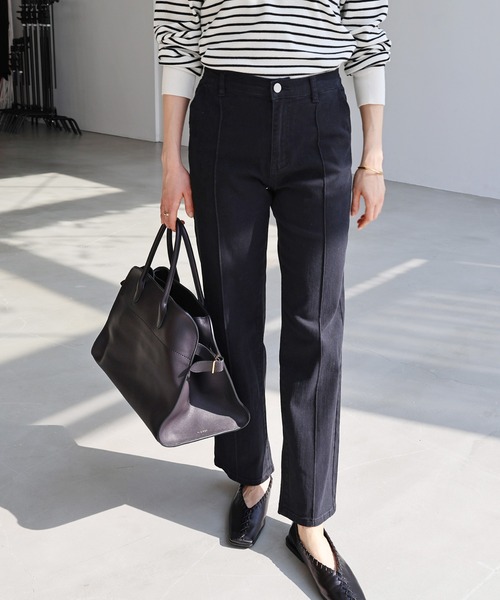 セール】ピンタックテーパードデニムパンツ（デニムパンツ）｜evernavy  