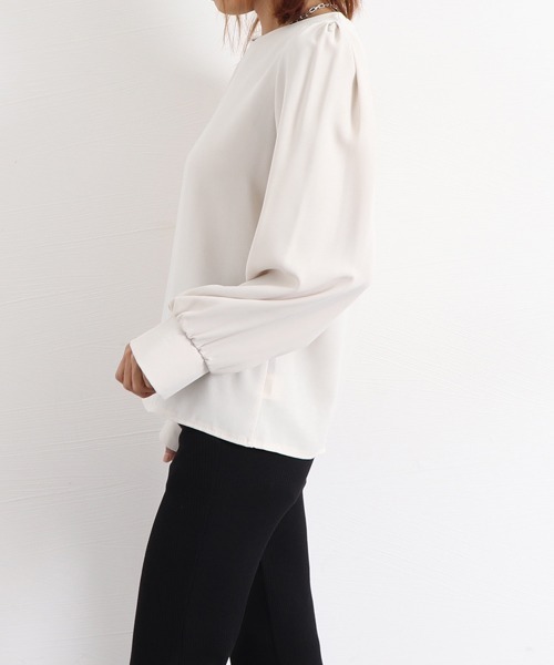 Miniministore(ミニミニストア)の「トップス クルーネック長袖シャツブラウス(シャツ/ブラウス・レディース・ブルー/アイボリー・M/XL/L)」の9枚目の写真